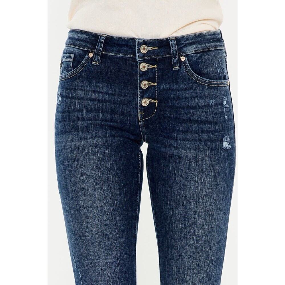 Kancan Jeans 31 Dark Wash Baylor Mid rise Flare Western Cowgirl Preppy - Picture 4 of 14